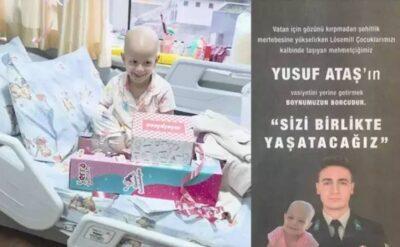 Şehidin arkadaşları ‘Lösemili bir kız çocuğuna bakın’ vasiyetini unutmadı